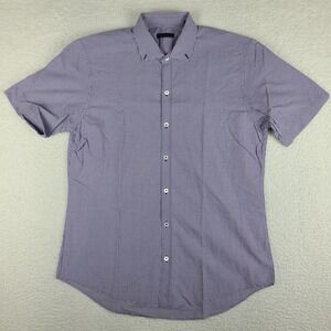 Zachary Prell Shirt Mens Medium Blue Purple Mini Check Casual Button Up